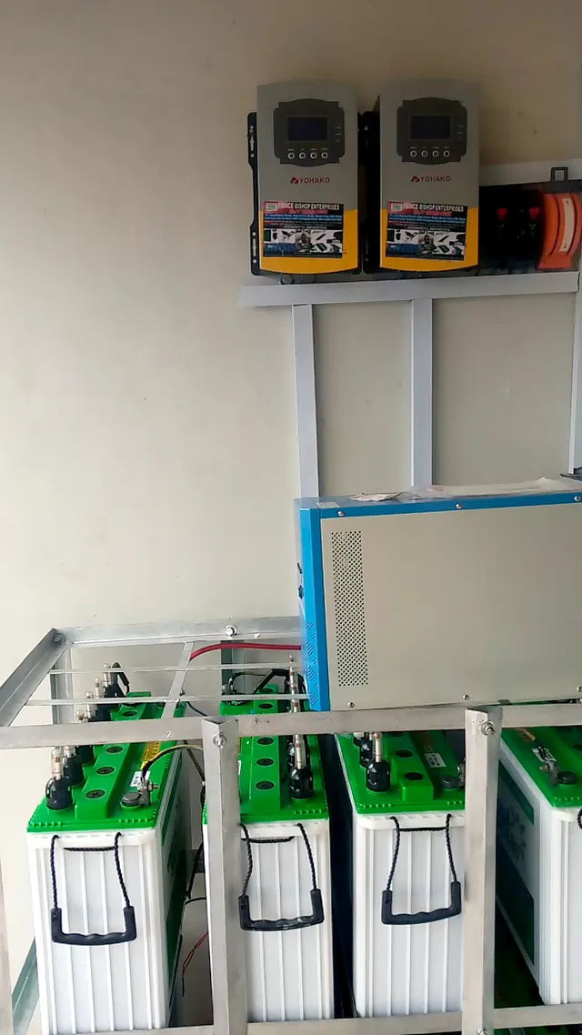 Twin inverters above tubular batteries
